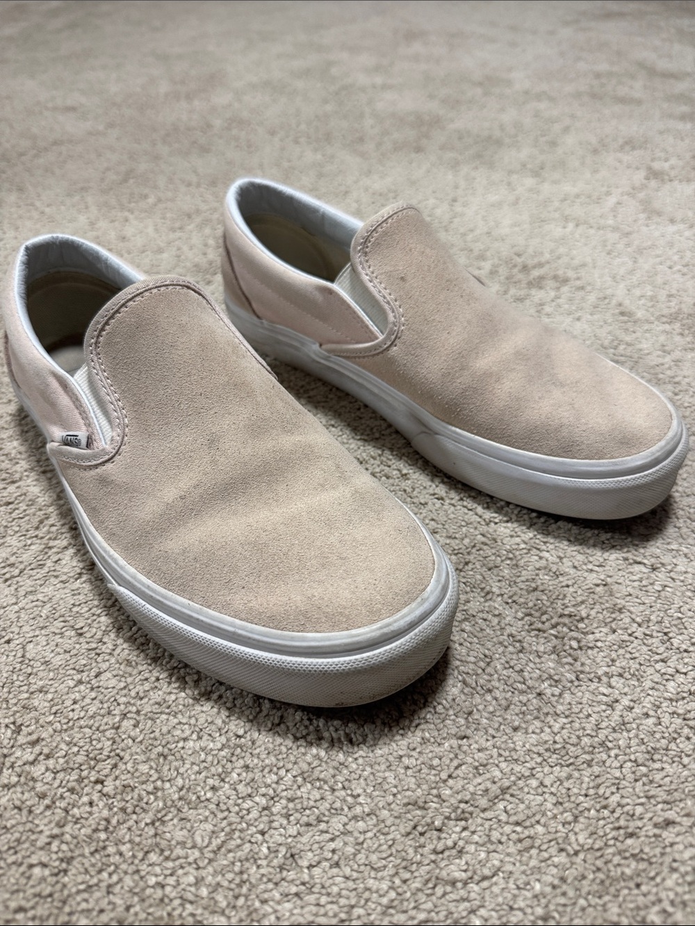 Vans Slip-On Suede Sneakers in Pale Blush and White